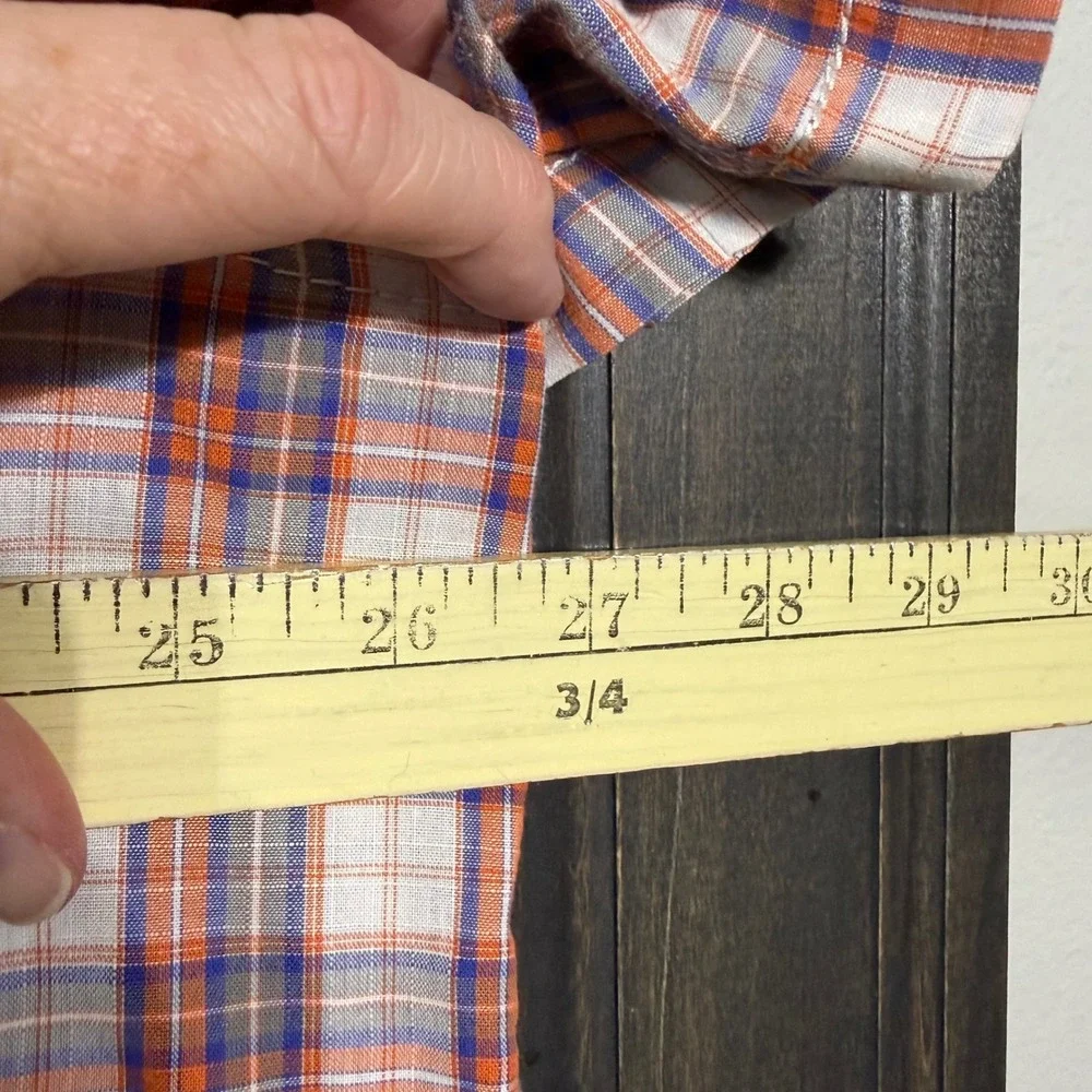 The North Face Mens XXL Plaid Short Sleeve Button Down Shirt Orange Blue White